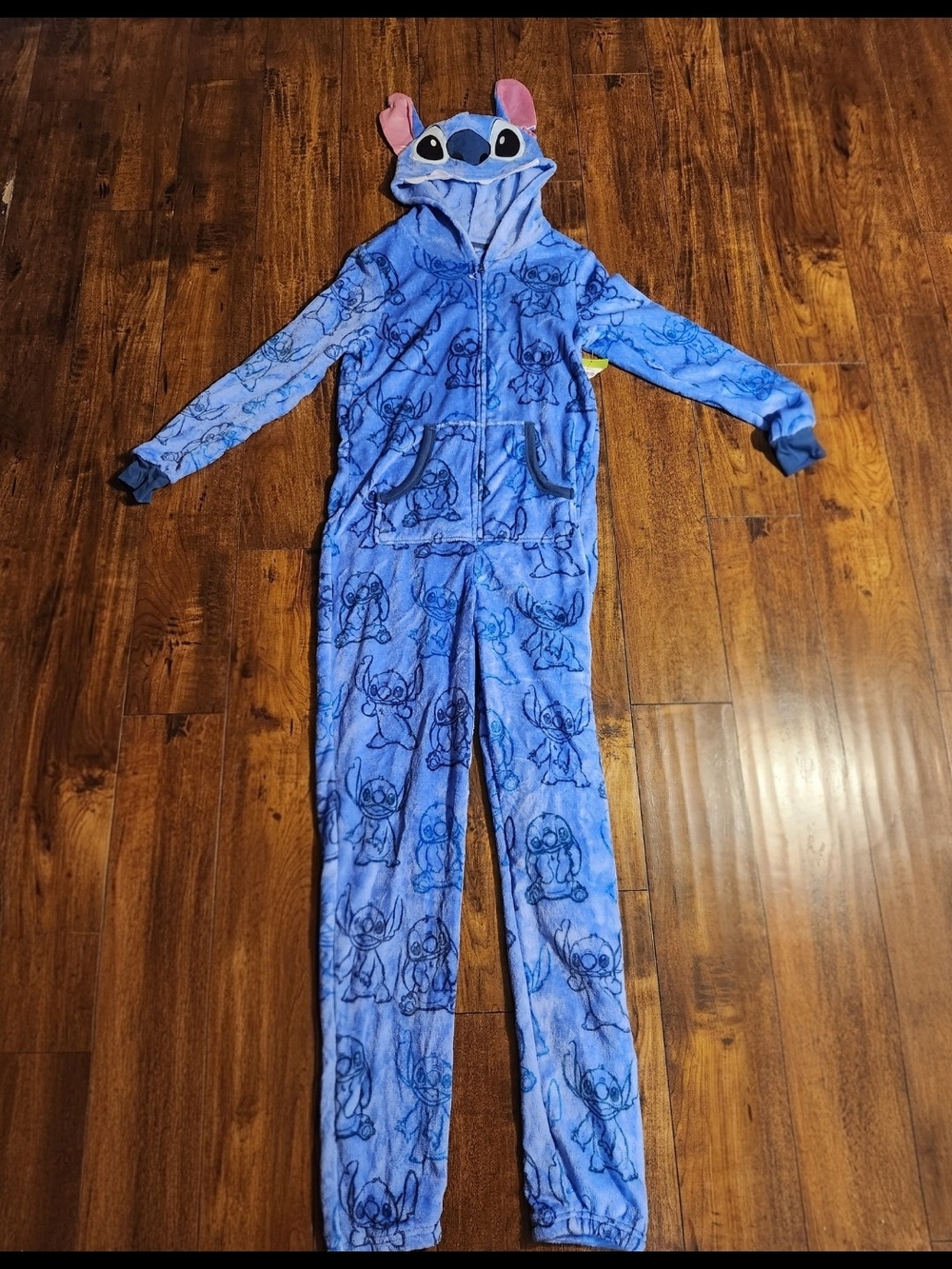 Disney Blue Stitch Hooded Fleece Onesie Pajama